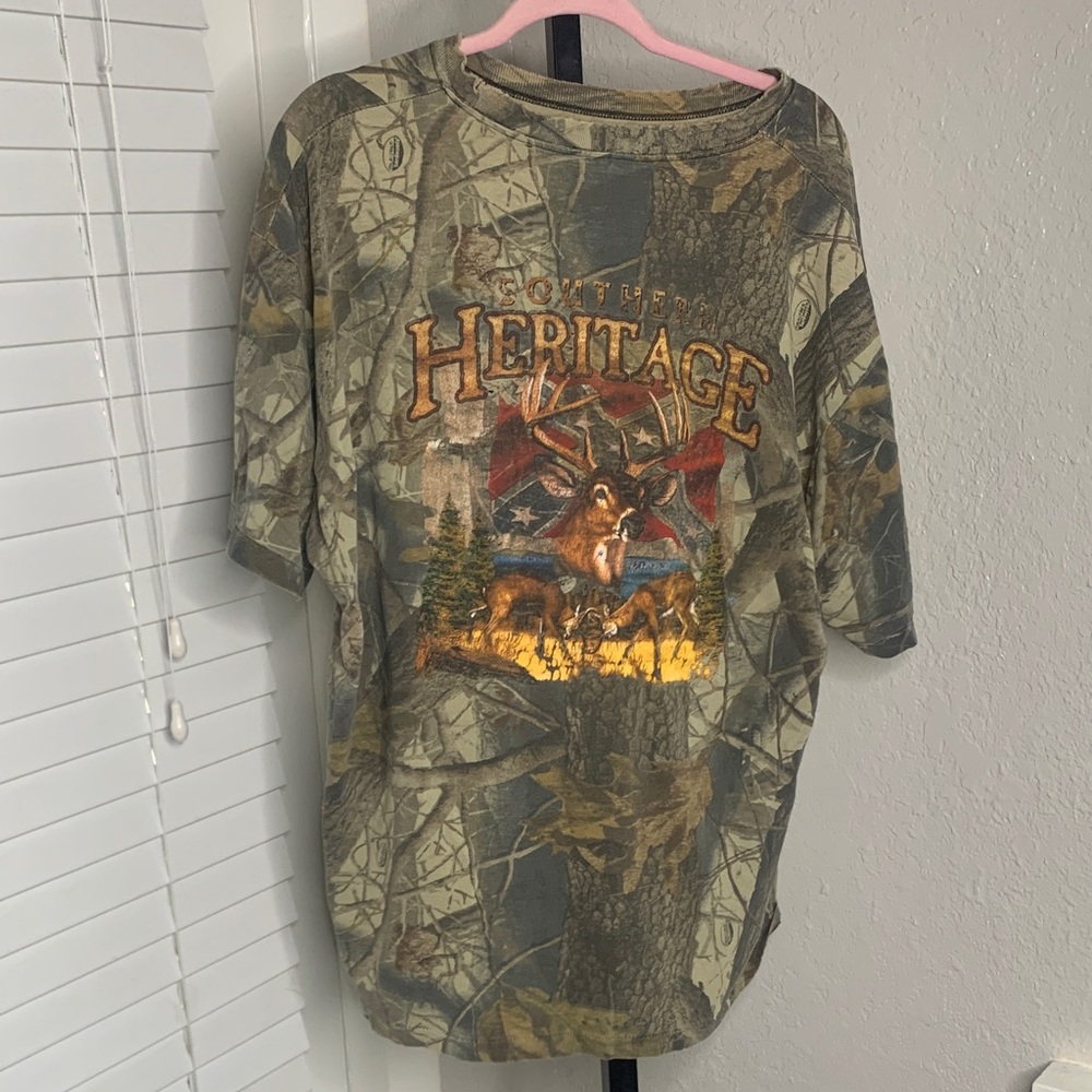Vintage camoflauge confederate flag southern heritage short sleeve tee shirt 2x